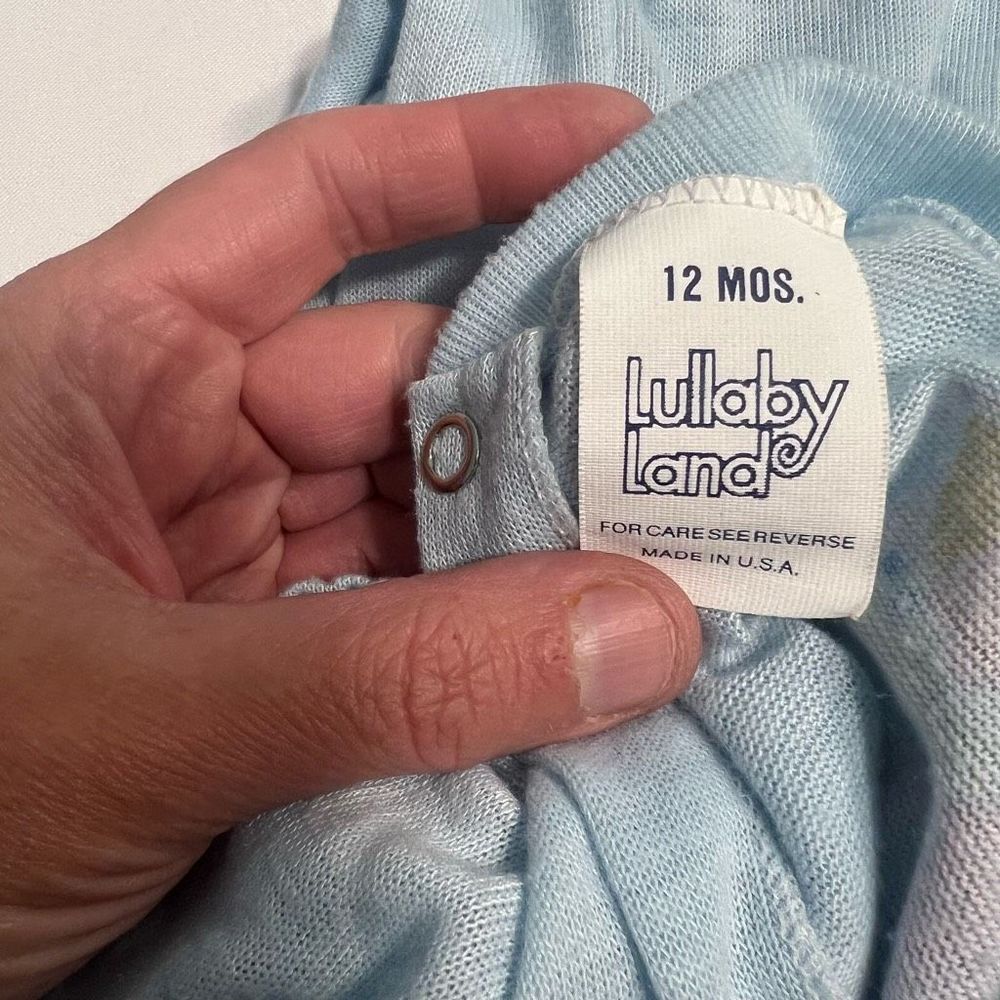 Vintage Lullaby Land 2 Piece Pajama Set Button-up Blue WbUnicorn Sz 12 Mths READ - Picture 4 of 8